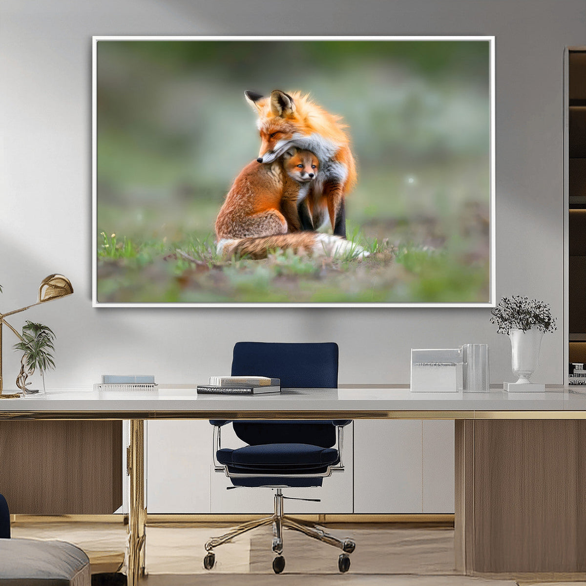 Heartwarming Fox and Baby Cub Wall Art | Ready to Hang