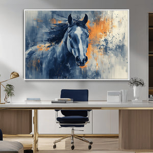 Abstract Blue Horse Wall Art Print Canvas | Horse Wall Art