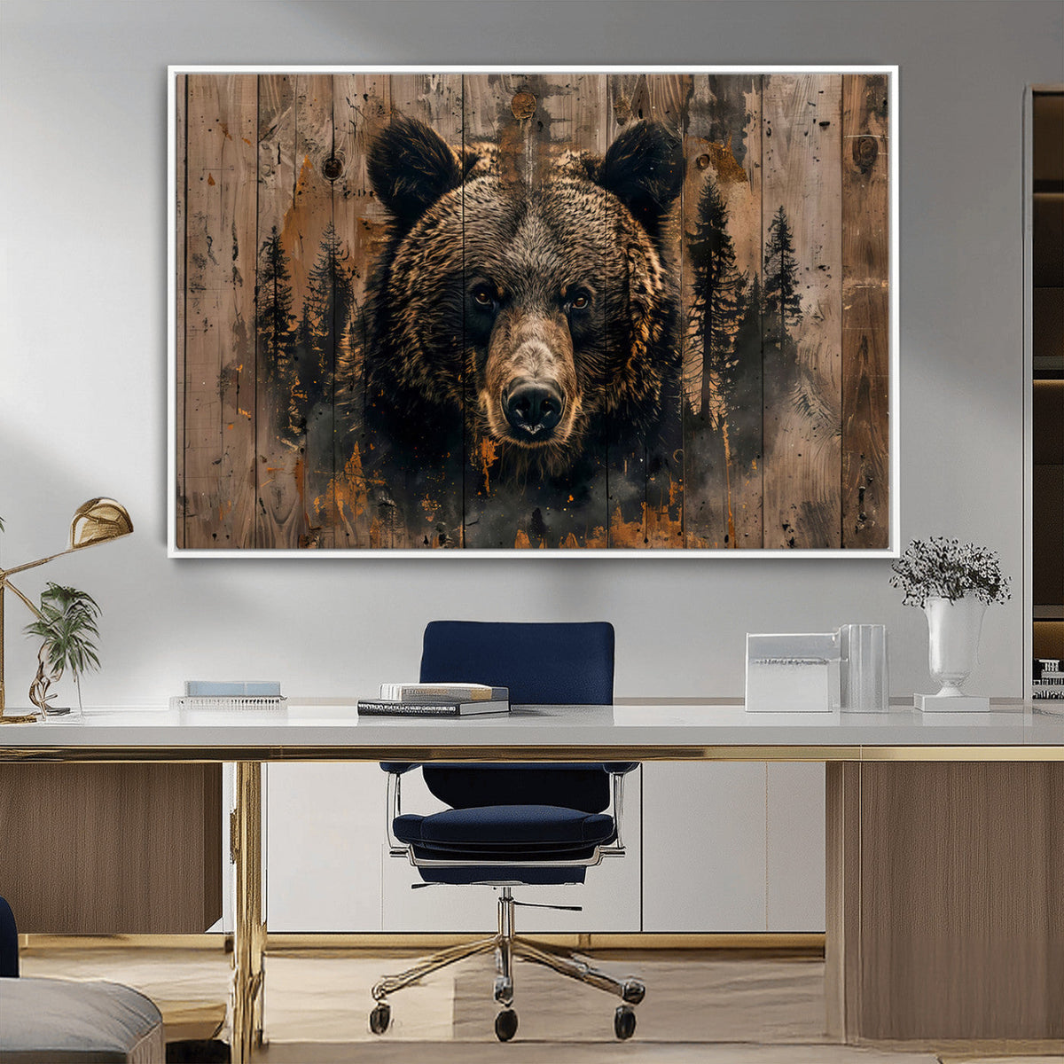 Rustic Grizzly 399 Wall Art | Triptych Canvas Print | Rustic