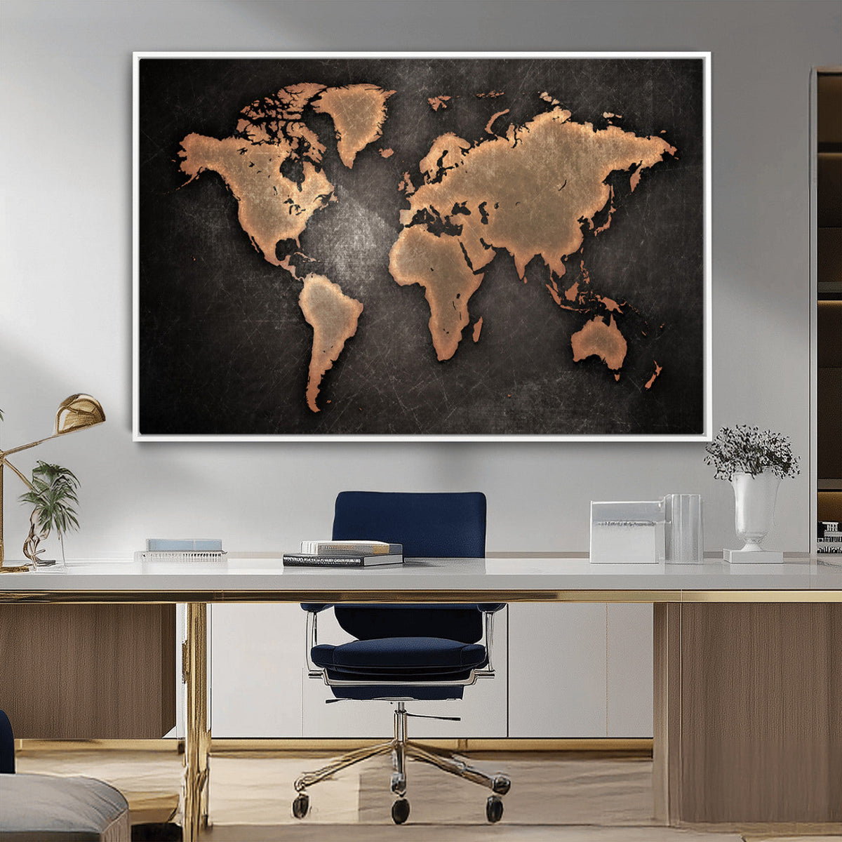 World Map Canvas Print – Framed Travel Map Wall Art for