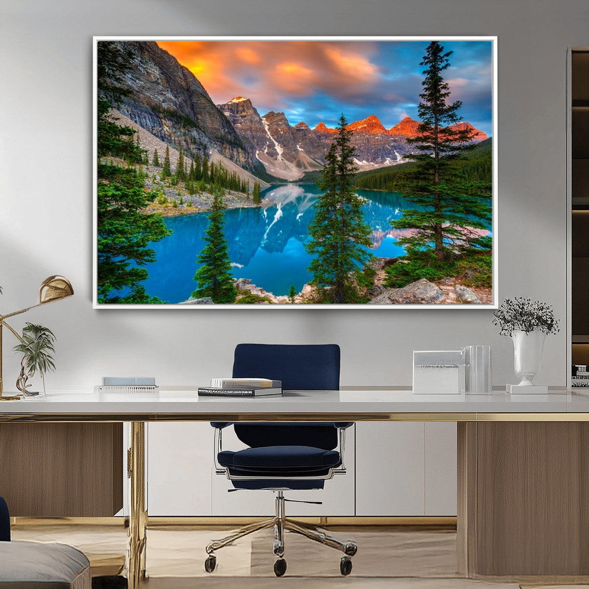 Canadian Rockies Moraine Lake Wall Art Canvas Print, Pine
