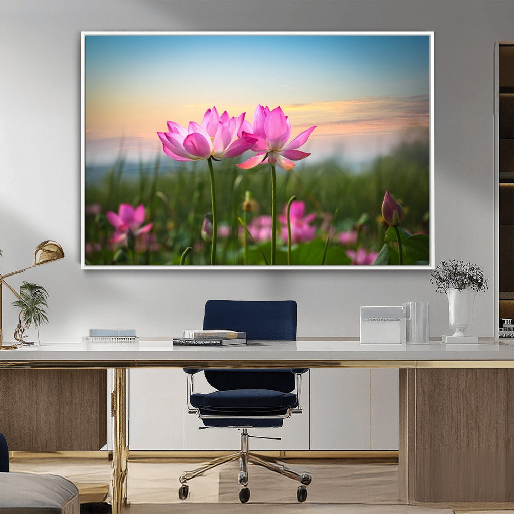 Pink Flower on the Mountain Canvas Print, Framed Pink Flower