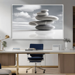 Still Life Black and White Zen Stones Wall Art Canvas,