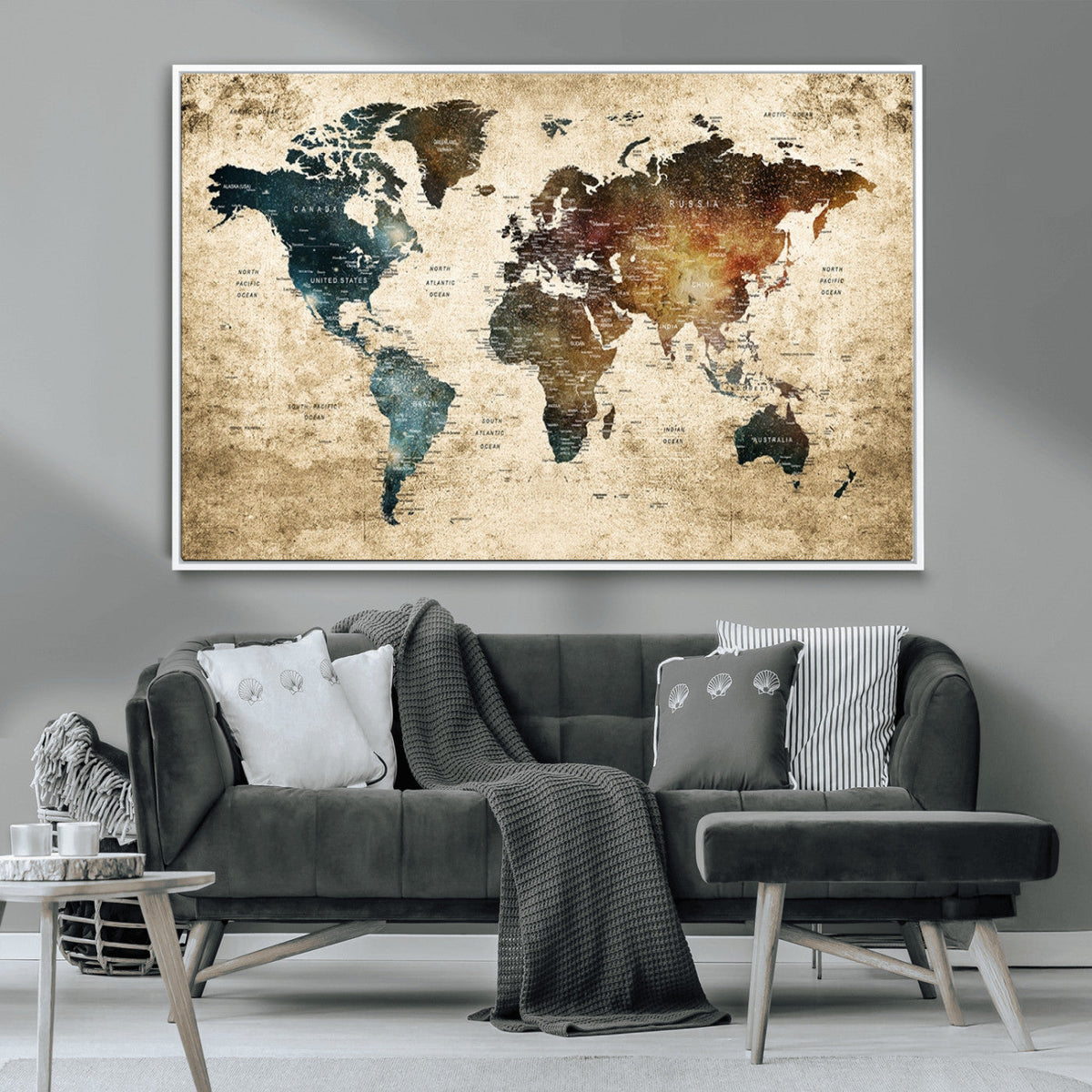 World Map Canvas Print – Detailed Map of the World Wall Art
