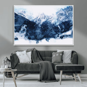 Abstract Blue Mountain Canvas Wall Art – Modern Triptych