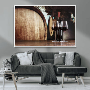 Wine and Barrel Wall Art Canvas Print