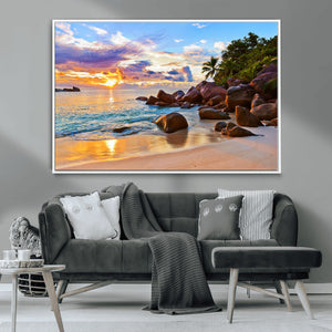 Tropical Island Beach Sunset Canvas Print