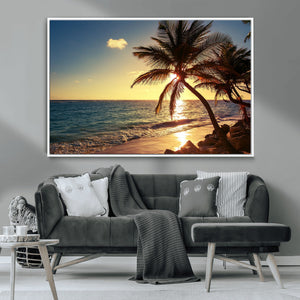 Sunset Palm Trees Wall Art Canvas Print
