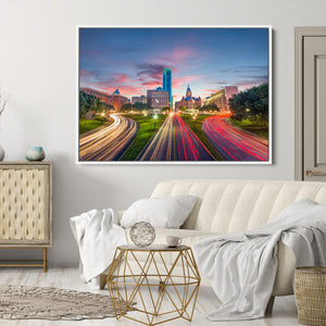 Dallas City Lights Large Wall Art Dallas Cityscape Canvas
