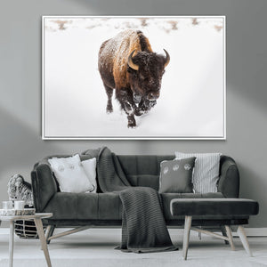 Bison Winter Wall Art Canvas Print For Farmhouse Decor
