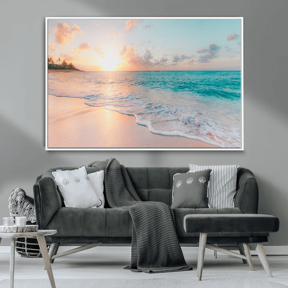 Beach Wall Art - Stunning Ocean Sunset Canvas Print with