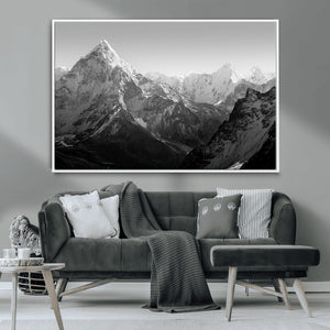 Everest Himalaya Mountain Peaks Black & White Triptych