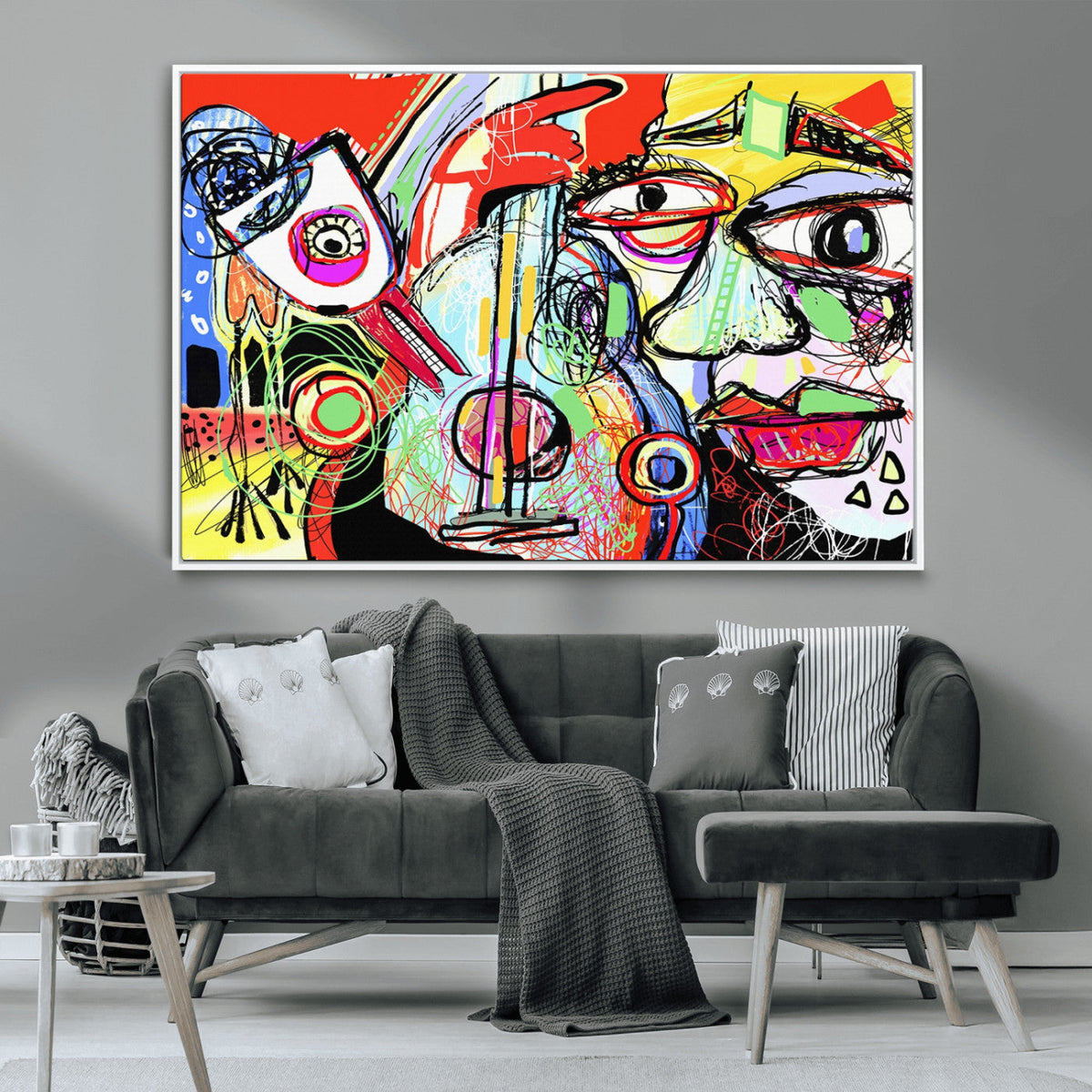 Picasso Style Art Abstract Canvas Wall Art Print , Colorful