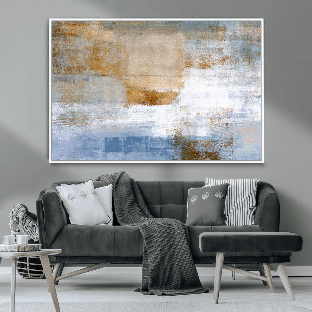 Blue Multi Panel Abstract Wall Art Canvas, Abstract Blue and