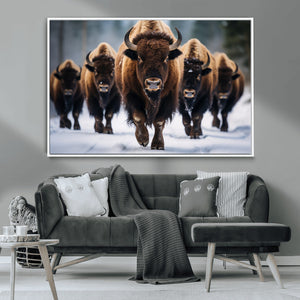 Buffalo Wall Art Canvas Print, American Bison Herd Wall Art