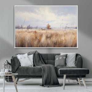 Golden Fields Wall Art Print Canvas – Serene Landscape of