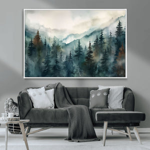 Serenity Forest Wall Art Canvas | Foggy Mountain Landscape