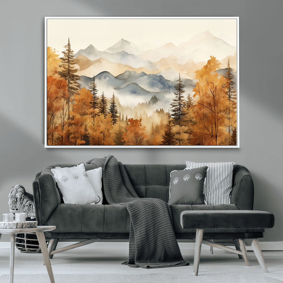 Golden Autumn Forest Wall Art Canvas | Mountain Landscape