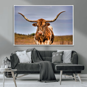 Texas Longhorn Wall Art Print, Framed Longhorn Cow Wall Art