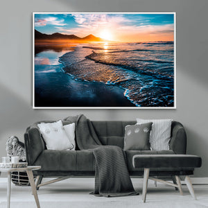 Sunset Beach Ocean Canvas Wall Art – Tranquil Ocean