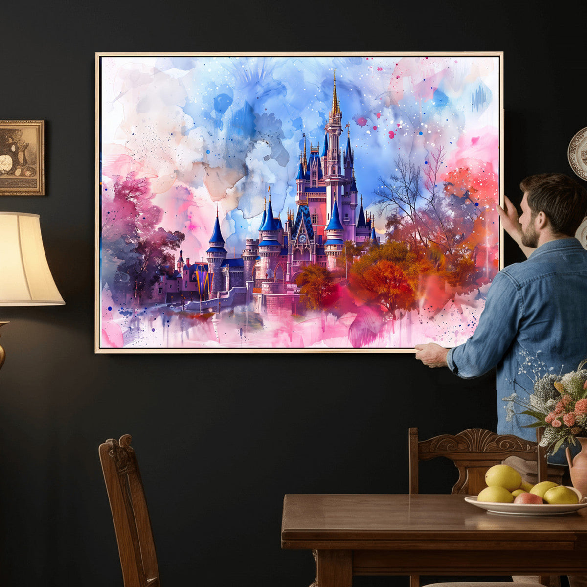 Disney Wall Art: Dreamy Watercolor Cinderella Castle Canvas