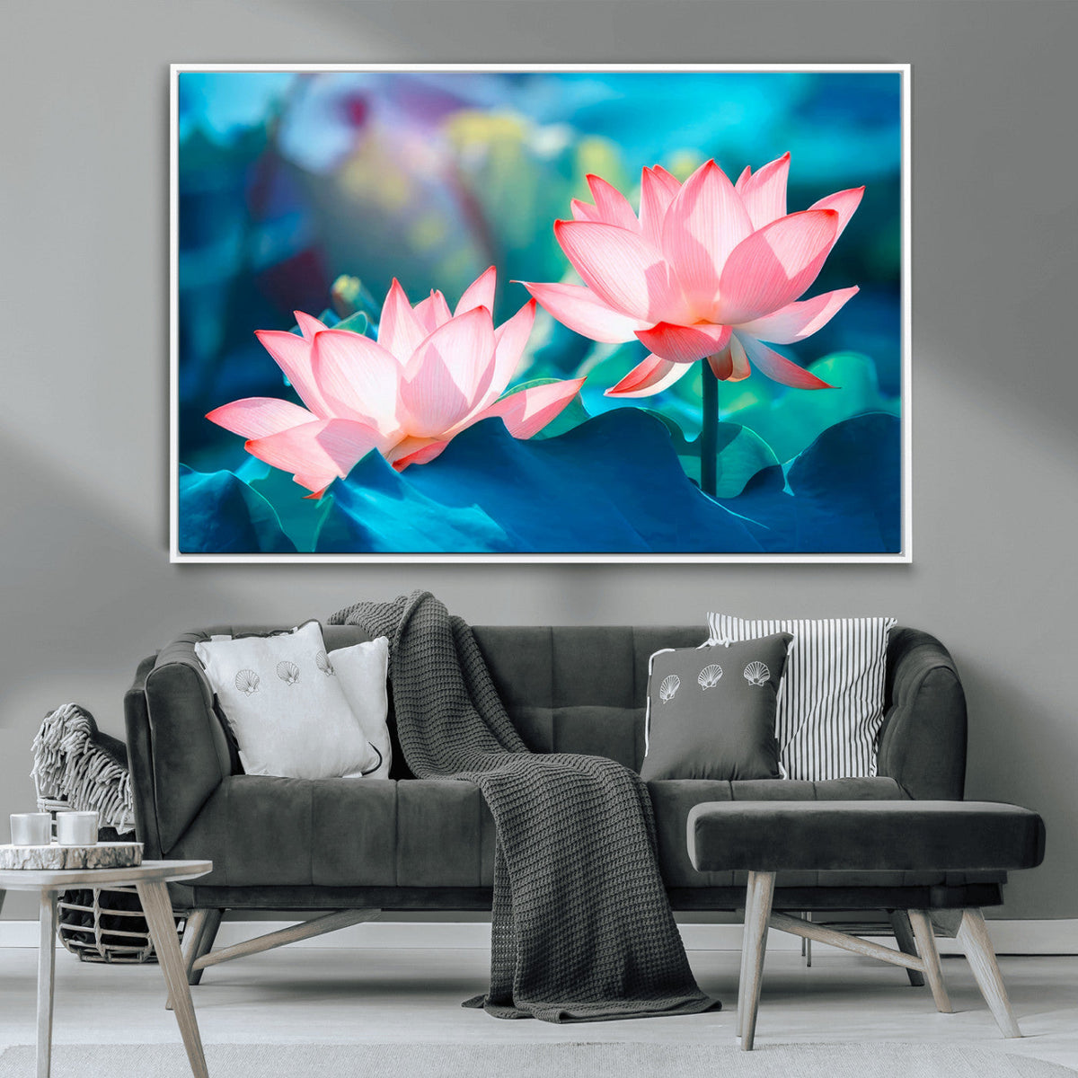 Pink Lotus Flower Canvas Wall Art | Vibrant Floral Wall
