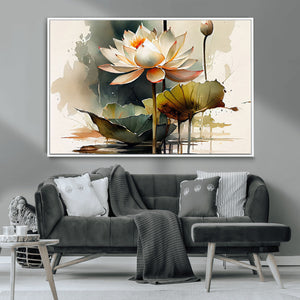 Lotus Flower Watercolor Canvas Print – A Symbol of Serenity