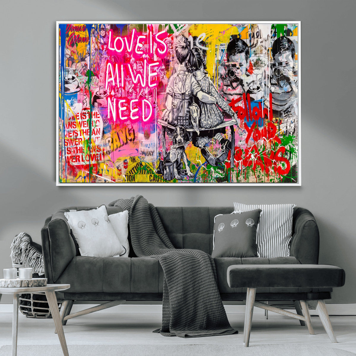 Follow Your Dreams & Love is All We Need Graffiti Street Art