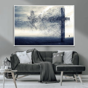 Jesus and the Fading Cross Wall Art Print – Symbol of Faith,