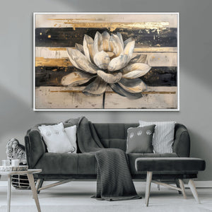 Lotus Flower Wall Art – Framed Abstract Floral Canvas