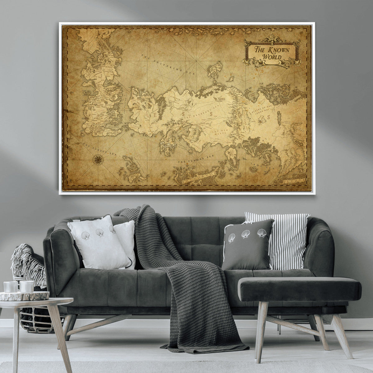 Vintage Game of Thrones Map Wall Art | Westeros and Essos
