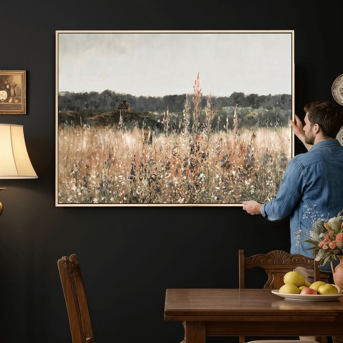 Rustic Field Landscape Wall Art Print, Giclee Canvas Wall