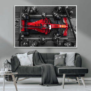 Ferrari Pit Stop Canvas Wall Art – Precision and Speed