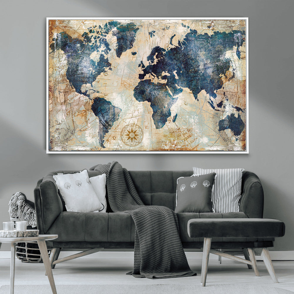 World Map Canvas Print – Framed Wall Art for Couples,