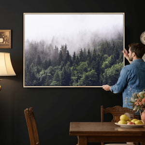 Misty Forest Wall Art | Foggy Forest Canvas Print | Large
