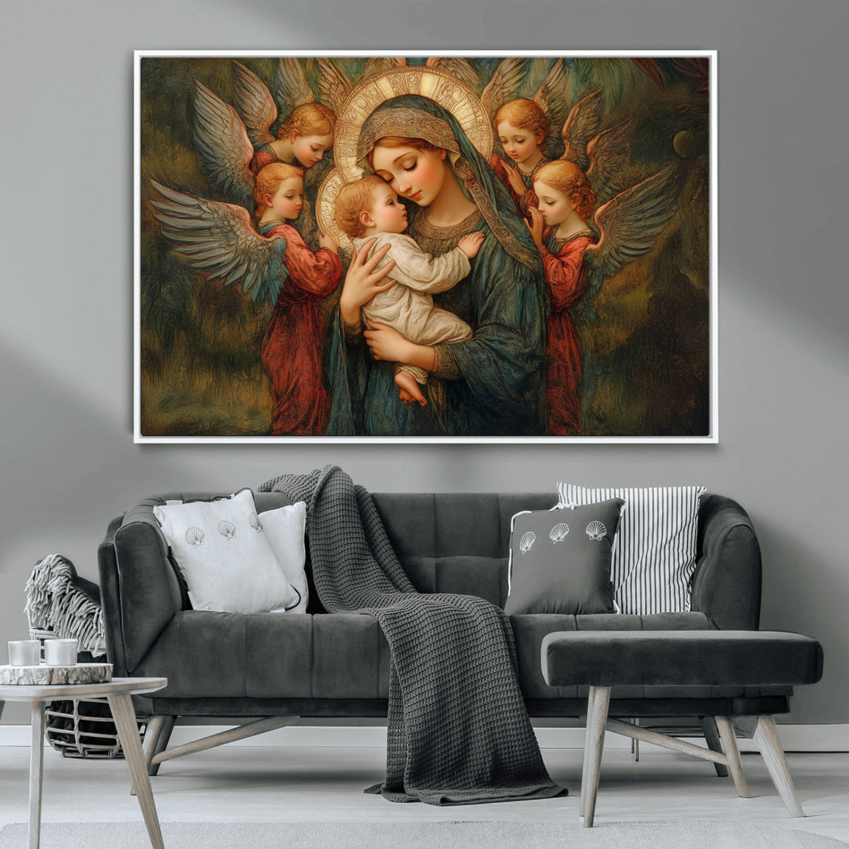 Mary Jesus Canvas Wall Art Print - Madonna and Child with