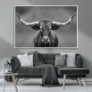 Texas Longhorn Wall Art Canvas Print – Framed Western Bull