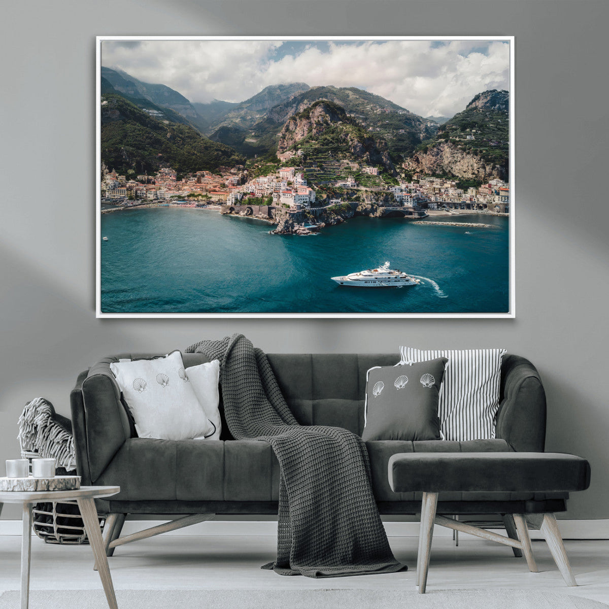 Amalfi Coast Wall Art – Framed Italian Seaside Canvas