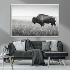 Bison Wall Art Canvas Print – Framed Rustic Wildlife Scene