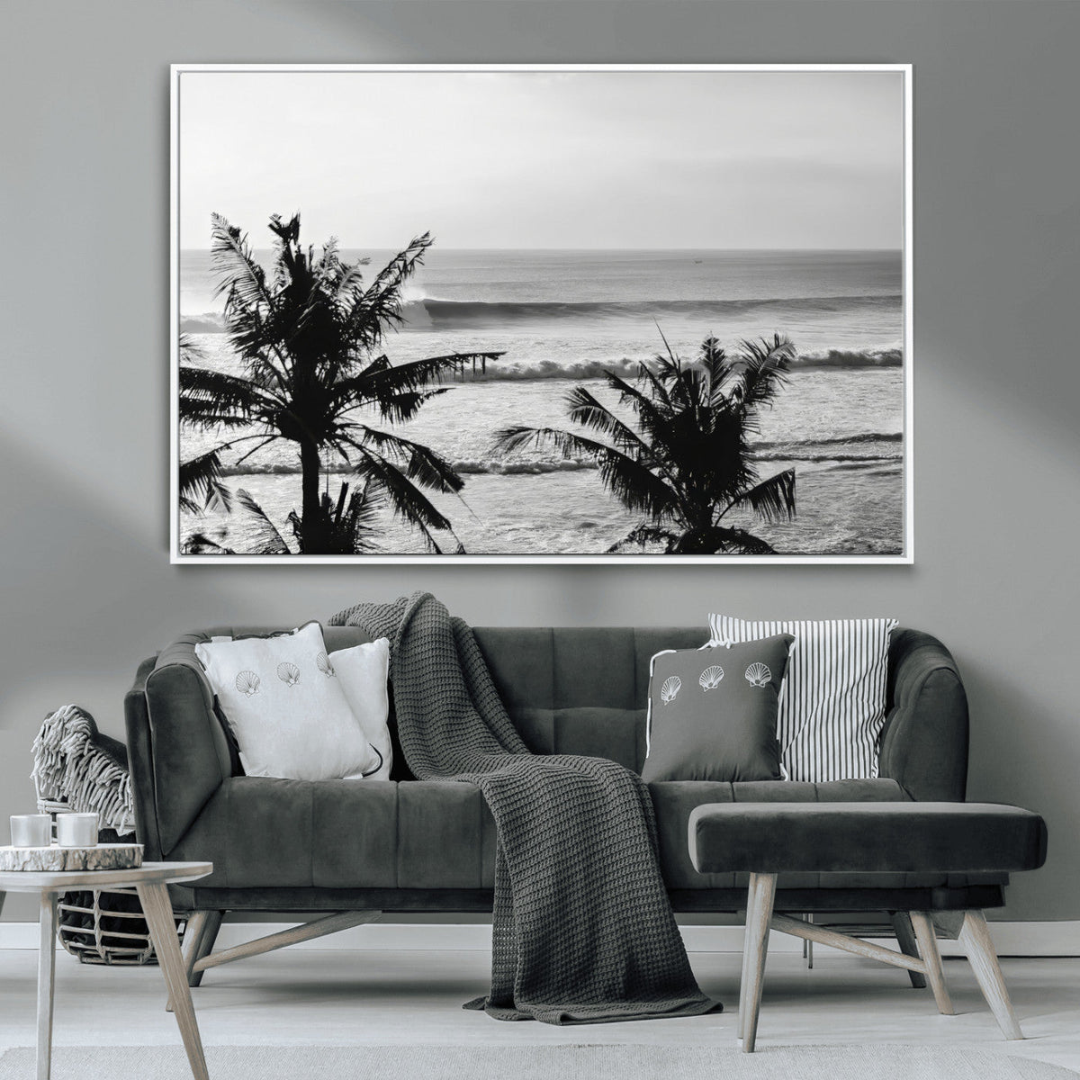 Tropical Coastline Wall Art Canvas Print – Framed Palm Trees