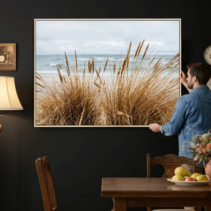 Beach Grass Wall Art Canvas Print – Framed Coastal Dunes Art
