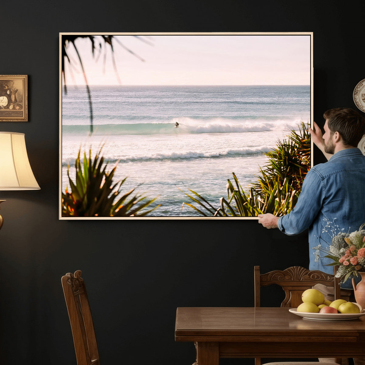 Ocean Surfer Wall Art Canvas Print – Framed Coastal Surf Art