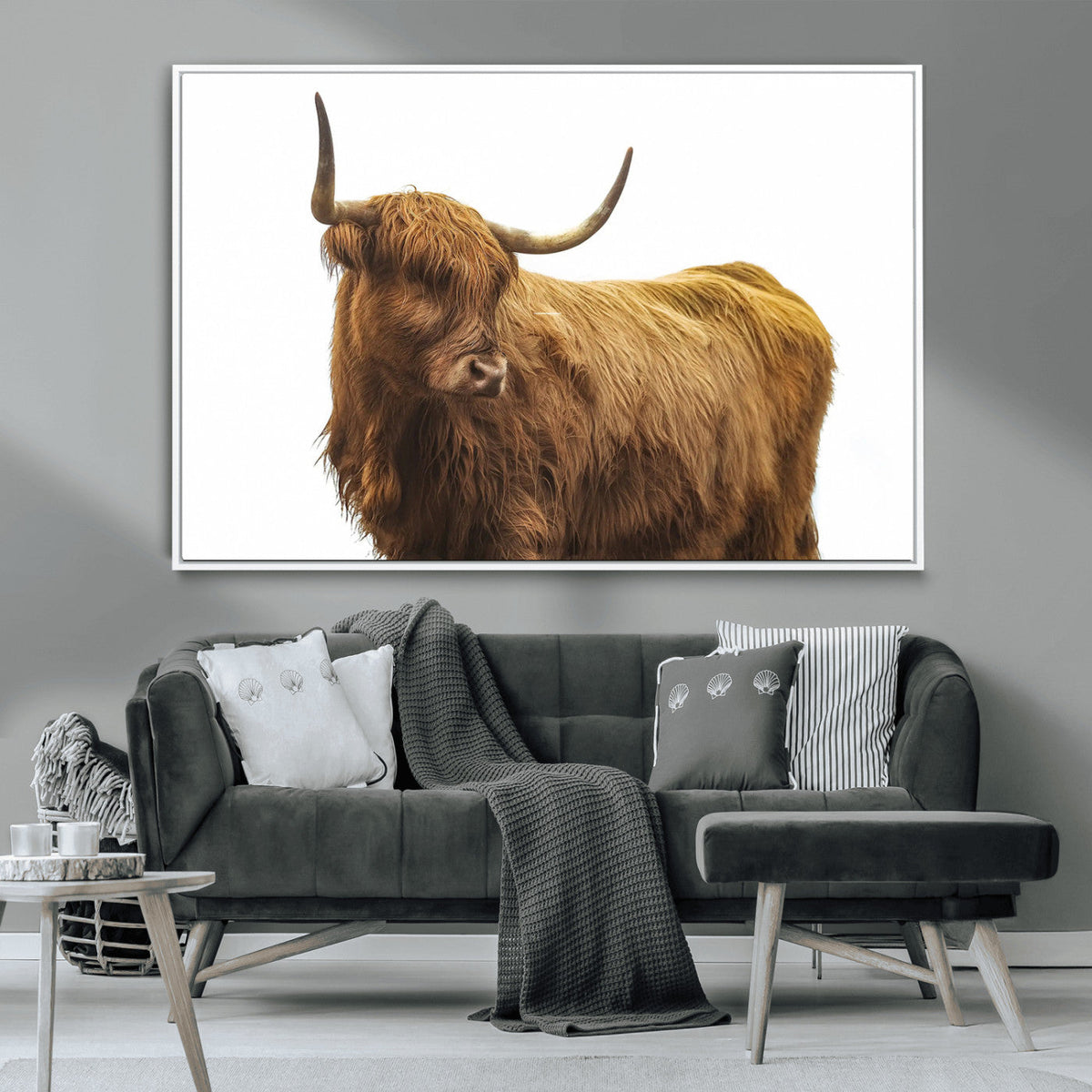 Highland Cow Wall Art Canvas Print – Framed Farmhouse Rustic