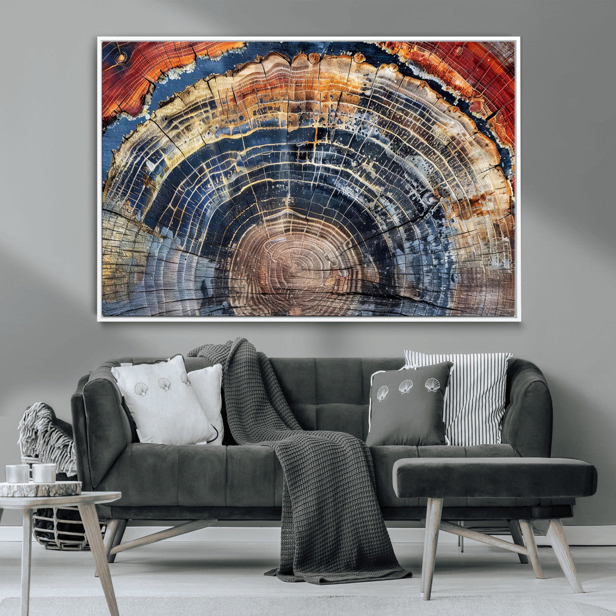 Tree Rings Wall Art Canvas Print – Framed Wood Art Picture