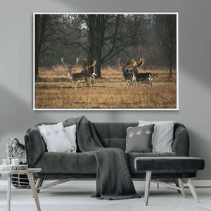 Deer Wall Art Canvas Print – Framed Rustic Wildlife Stags