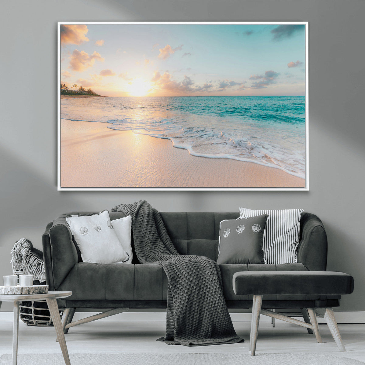 Beach Sunset Wall Art Canvas Print – Framed Ocean Waves