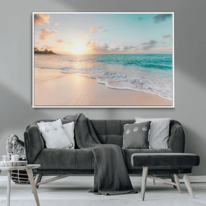 Beach Sunset Wall Art Canvas Print – Framed Ocean Waves