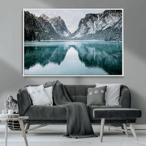 Mountain Lake Wall Art Canvas Print – Framed Toblacher See