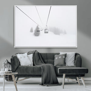 Ski Lift Wall Art Canvas Print – Snowy Alpine Landscape