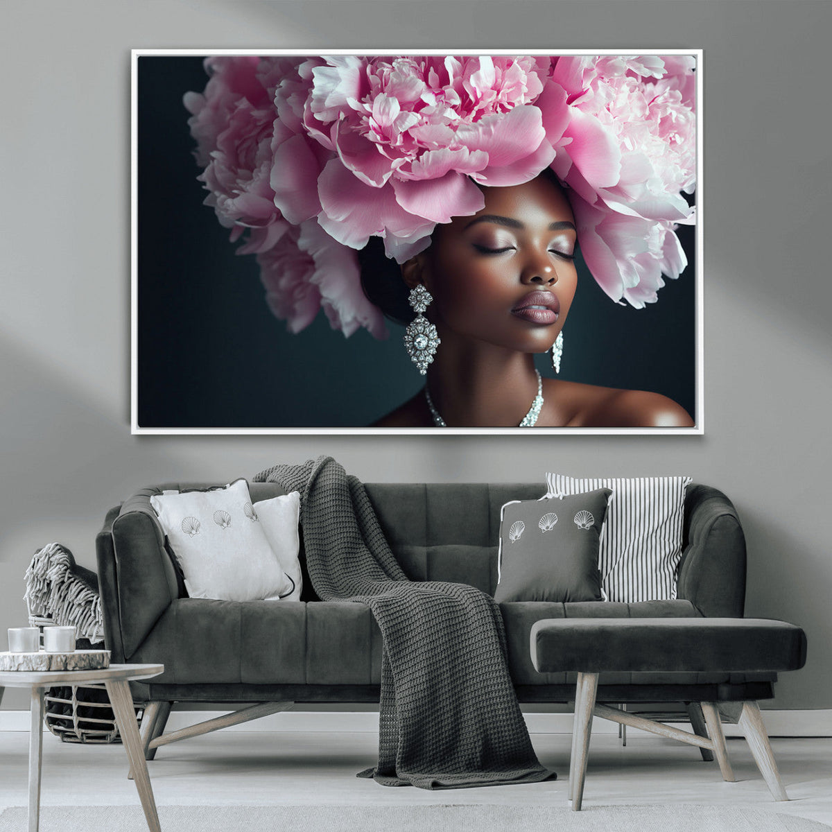 Black Beauty Petal Crown Wall Art Canvas Print – Floral